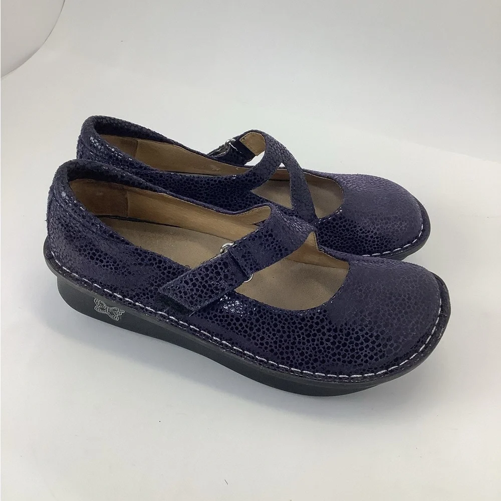 Alegria Dayna Mary Jane womens size 37 EU (7-7.5 US) blueberry dottie